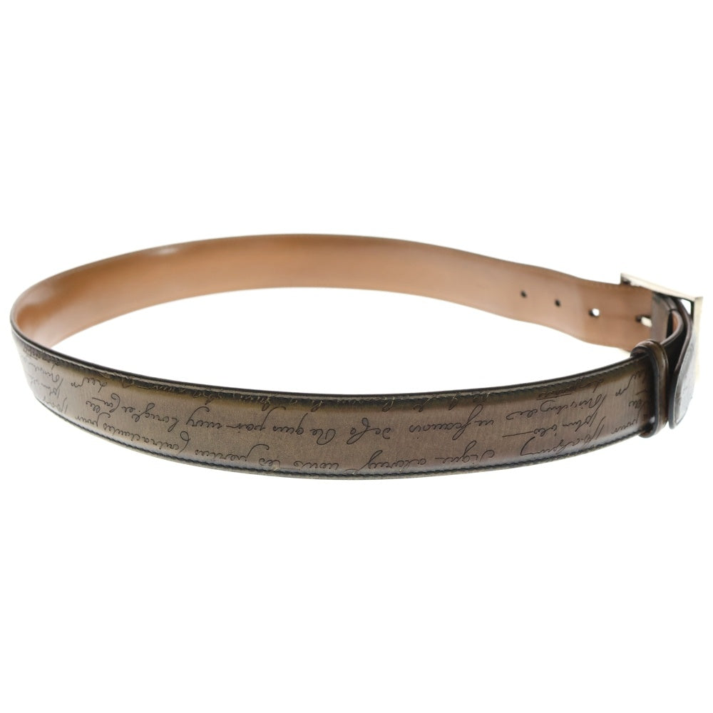 Berluti(ベルルッティ) クラシック レザーベルト ブラウン シルバー金具 90/36