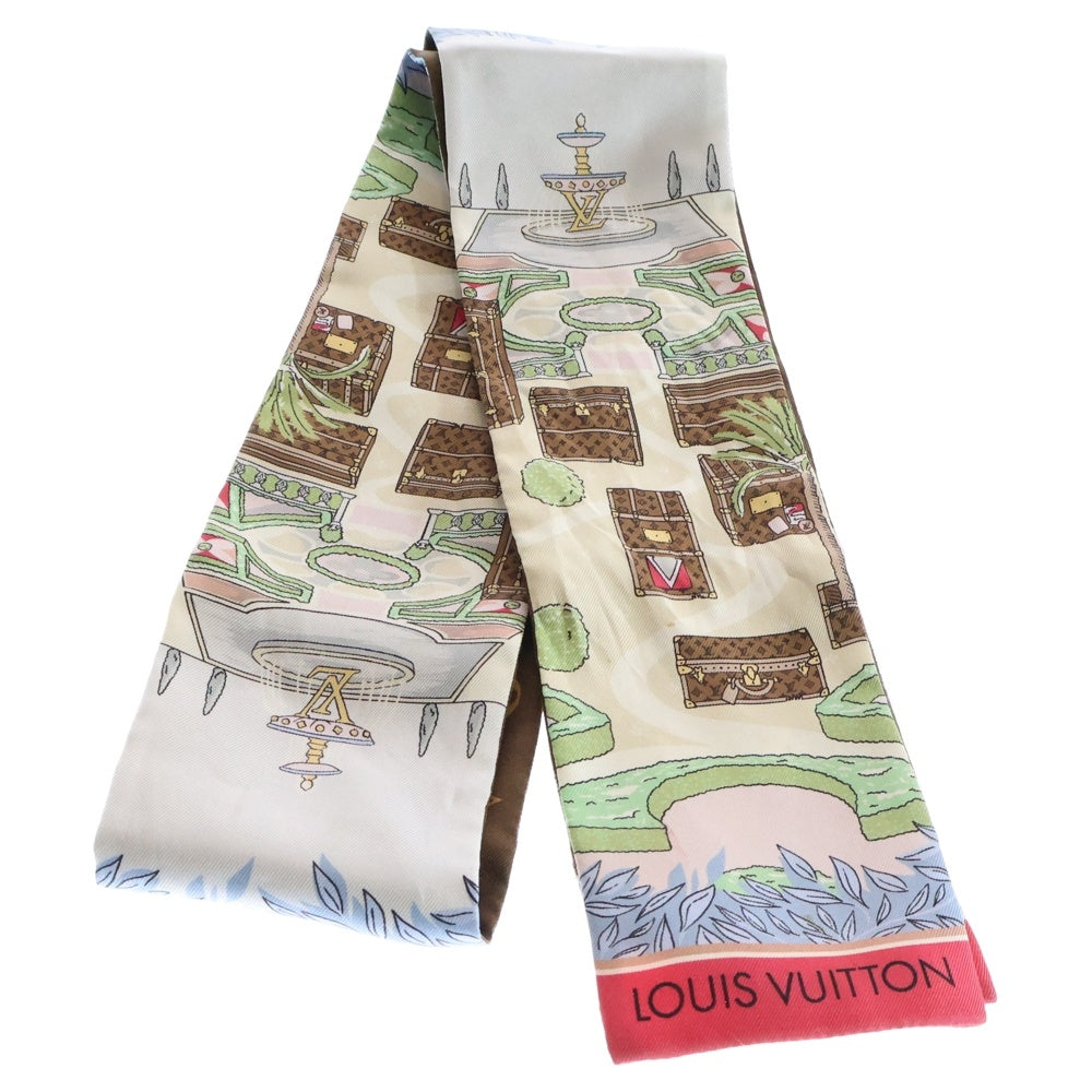 LOUIS VUITTON(ルイヴィトン) モノグラム シークレットガーデン バンドーBB シルクスカーフ ブラウン×ピンク M78436
