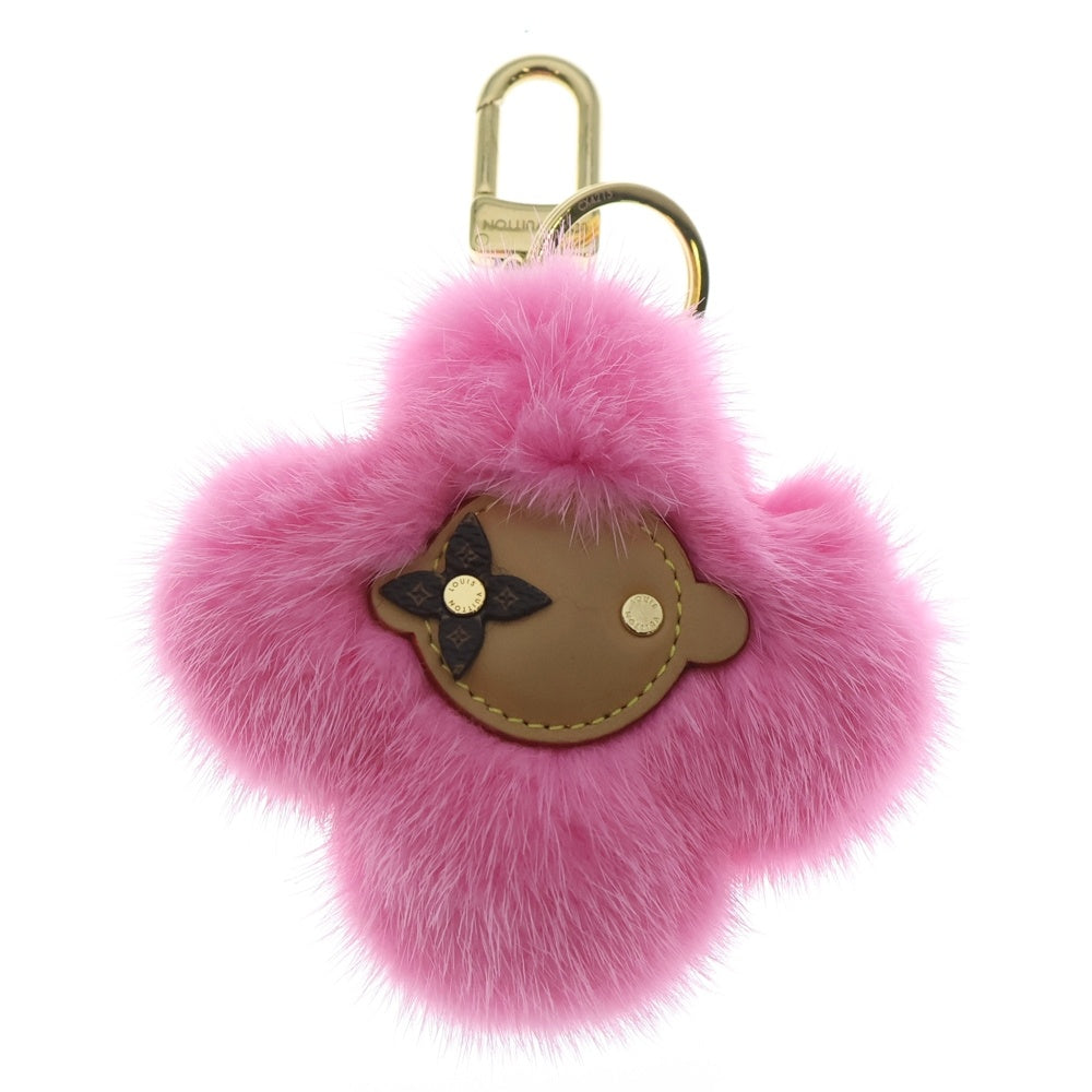 LOUIS VUITTON(ルイヴィトン) ヴィヴィエンヌ ファー キーホルダー バッグチャーム レザー×ファー ブラウン×ピンク M01447 ゴールド金具 レディース