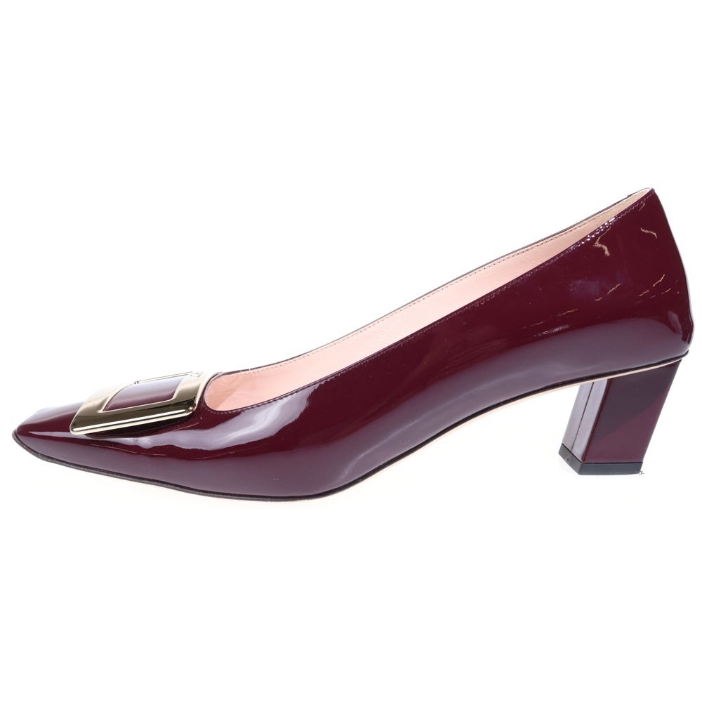Roger Vivier(ロジェヴィヴィエ) スクエアバックル パテント フラットパンプス ボルドー
