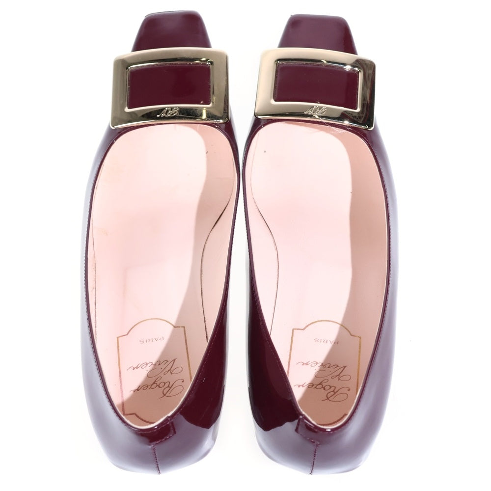 Roger Vivier(ロジェヴィヴィエ) スクエアバックル パテント フラットパンプス ボルドー