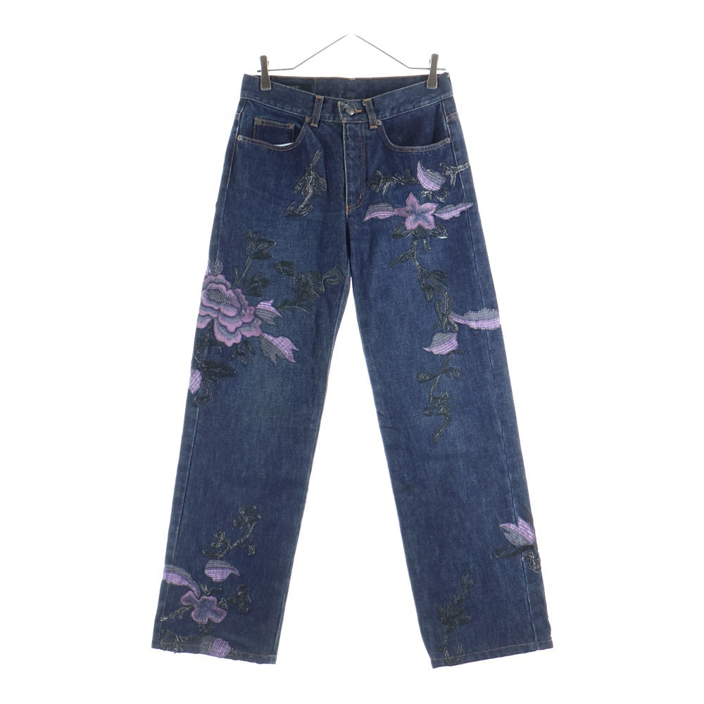 GUCCI(グッチ) 99AW トムフォード期 フローラル刺繍 デニムパンツ ジーンズ インディゴ レディース