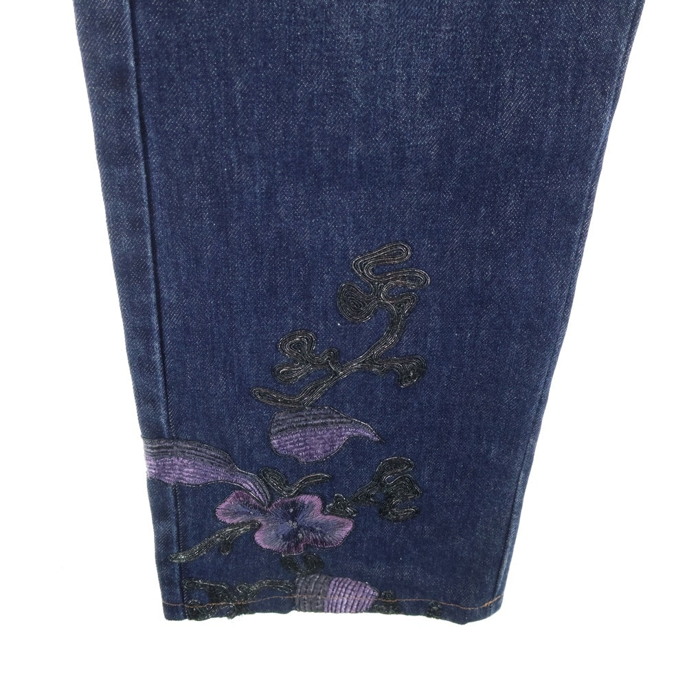 GUCCI(グッチ) 99AW トムフォード期 フローラル刺繍 デニムパンツ ジーンズ インディゴ レディース