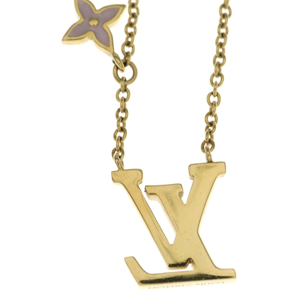 LOUIS VUITTON(ルイヴィトン) LVアイコニック エナメルピンク チェーンペンダントネックレス GP ゴールド M01215 レディース