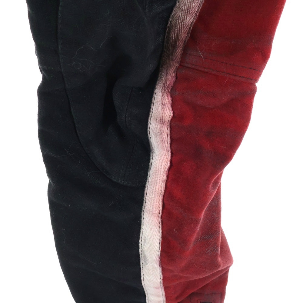 BALMAIN(バルマン) 10AW サイドライン 裾ジップ ニューバイカーデニム ブラック/レッド