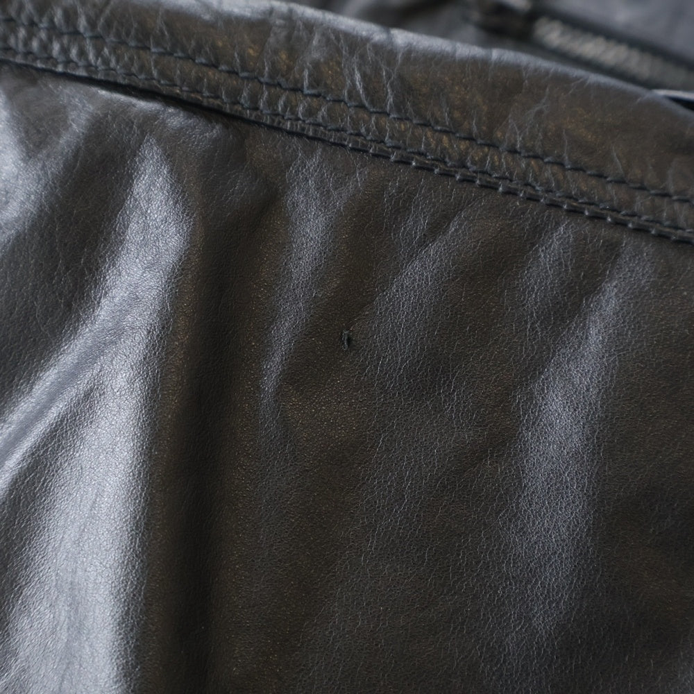 BALMAIN(バルマン) レザーバイカー スナップボタン 半袖シャツ ブラック