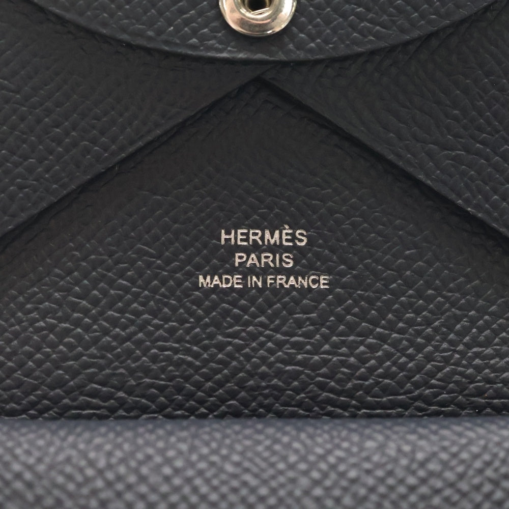 HERMES(エルメス) カルヴィ デュオ ブラック ヴォーエプソン 二つ折り財布 小銭入れ Z刻印