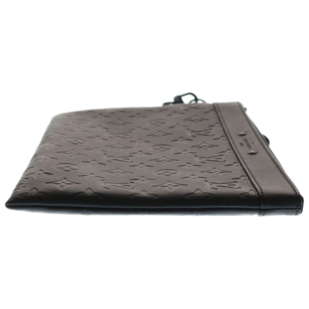 LOUIS VUITTON(ルイヴィトン) モノグラム・シャドウ ポシェットトゥーゴー セカンドバッグ クラッチバッグ ケース ポーチ 収納 ブラック レザー M81570 ブラック金具