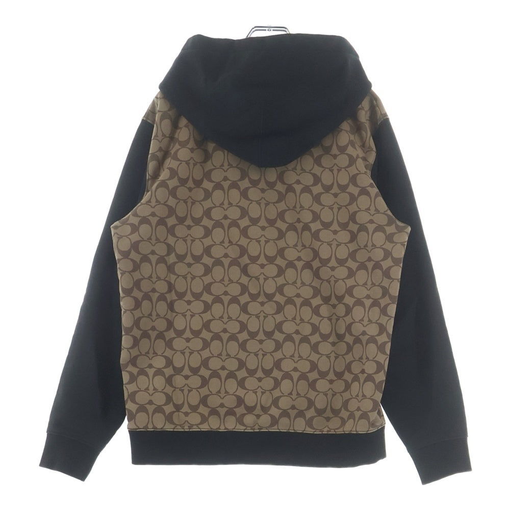 COACH(コーチ) ラバーロゴ シグネチャー 総柄 プルオーバースウェットパーカー フーディー ベージュ/ブラック C7828