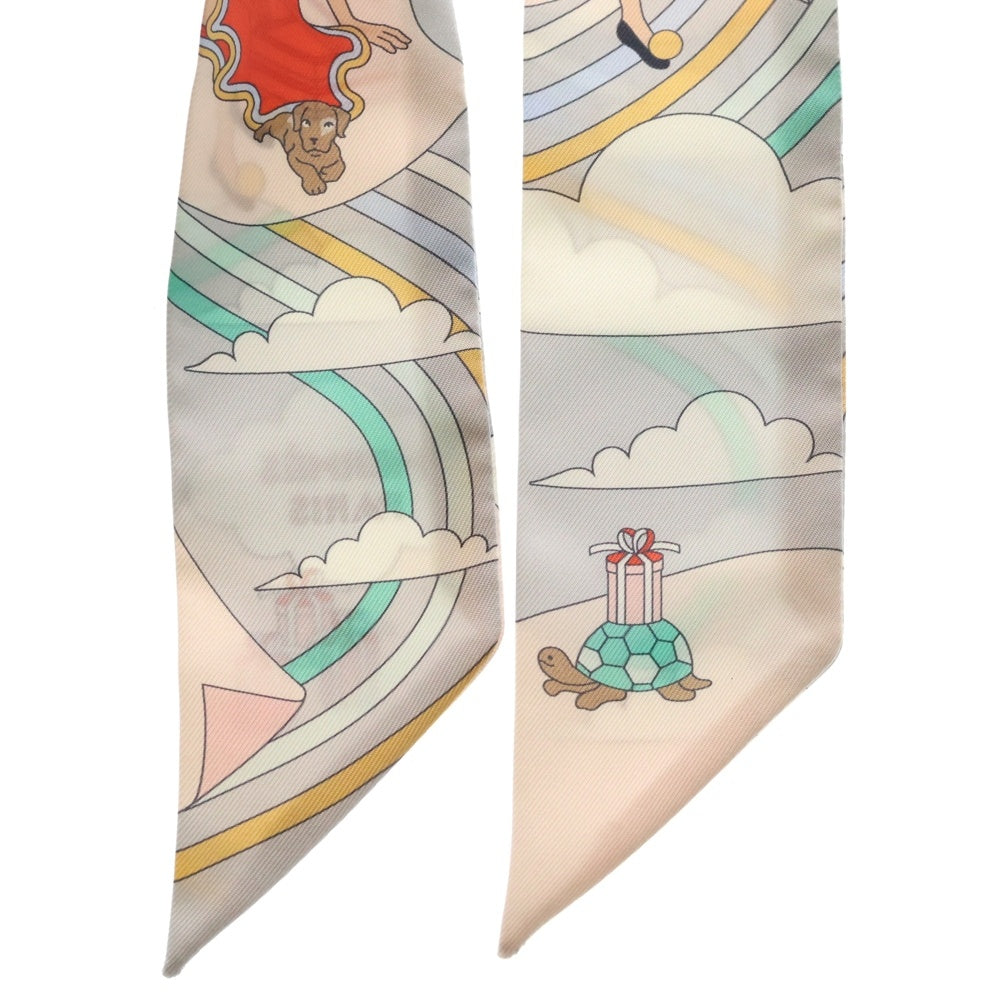 HERMES(エルメス) ツイリー 空飛ぶカレ シルクスカーフ ピンクベージュ レディース