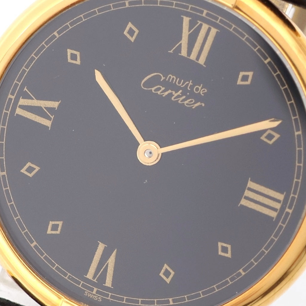 Cartier(カルティエ) マスト ヴァンドーム 黒文字盤 ゴールド GP クォーツ 腕時計 ヴィンテージ 590003