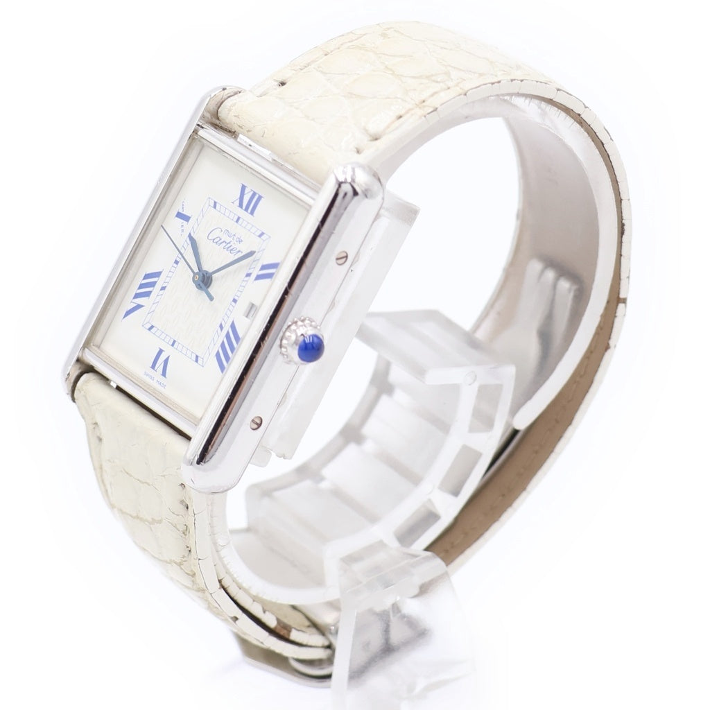 Cartier(カルティエ) マストタンクLM 白文字盤 SV925×革/QZ シルバー クォーツ 電池式 腕時計 W1014154 レディース