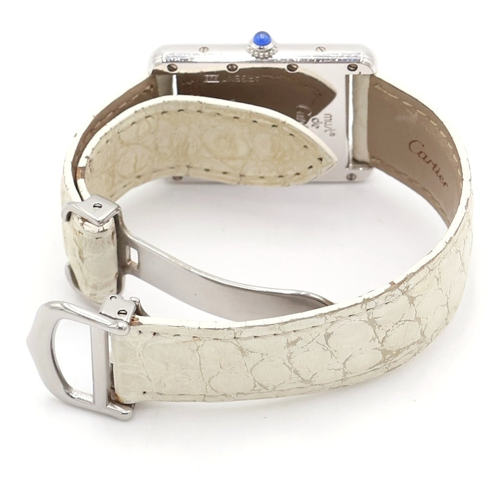 Cartier(カルティエ) マストタンクLM 白文字盤 SV925×革/QZ シルバー クォーツ 電池式 腕時計 W1014154 レディース
