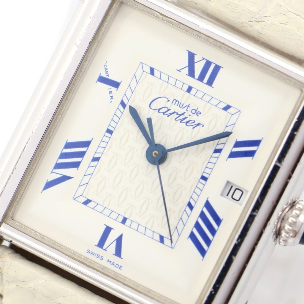 Cartier(カルティエ) マストタンクLM 白文字盤 SV925×革/QZ シルバー クォーツ 電池式 腕時計 W1014154 レディース