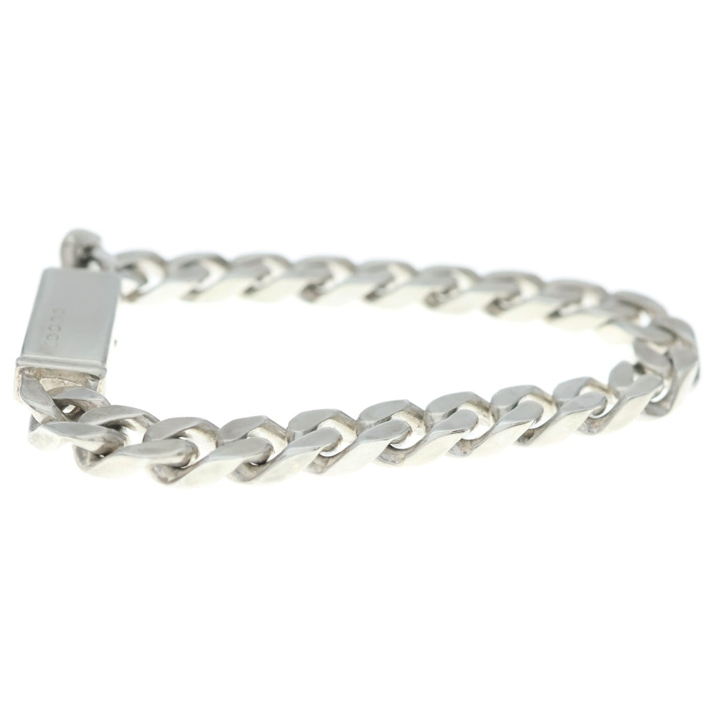 GUCCI(グッチ) チェーン ロゴ プレート SV925 ブレスレット シルバー レディース