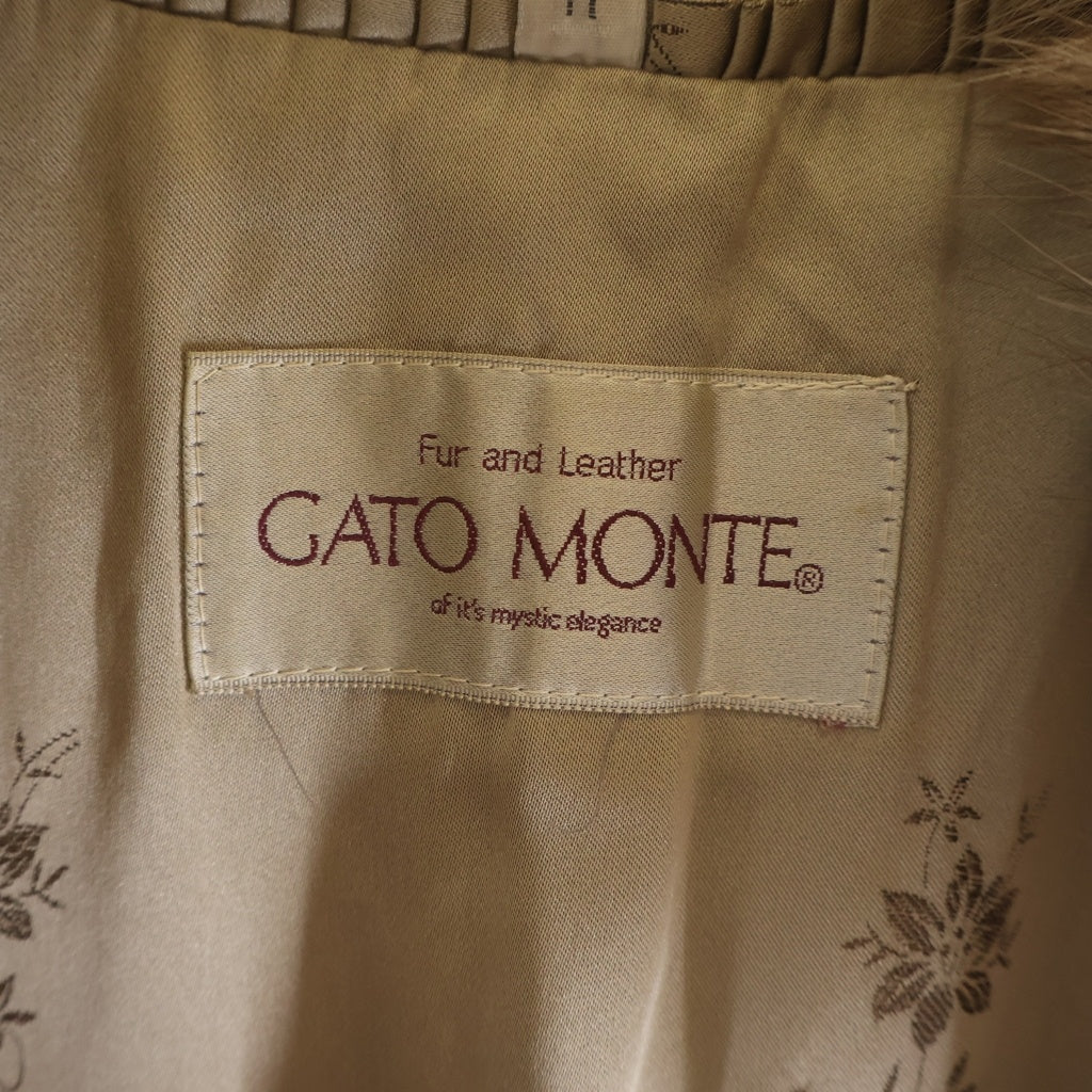 GATO MONTE(ガトーモンテ) 総柄エンボス ボア ファーコート ブラウン レディース