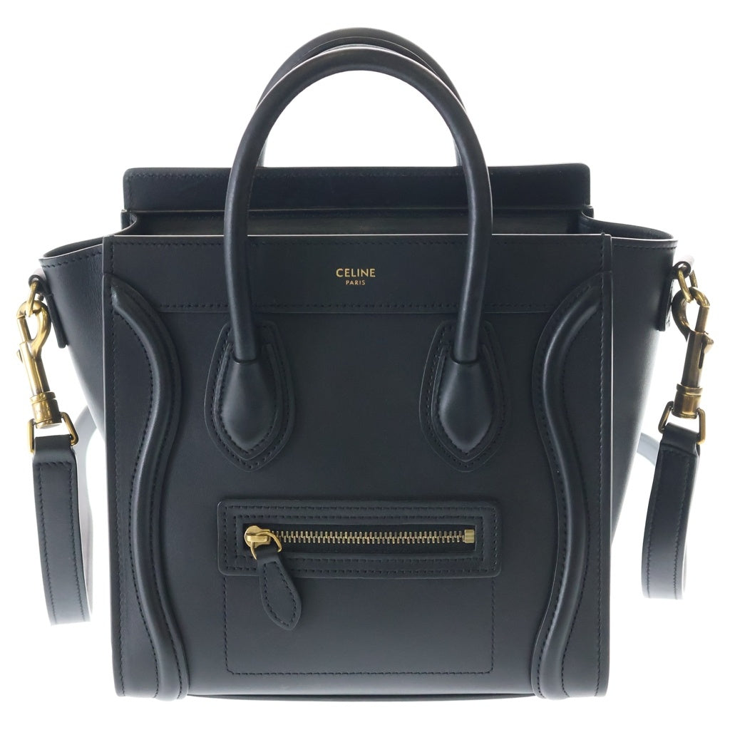 CELINE(セリーヌ) ラゲージ ナノショッパー 2WAYバッグ ショルダーバッグ ハンドバッグ ブラック レザー ゴールド金具 レディース