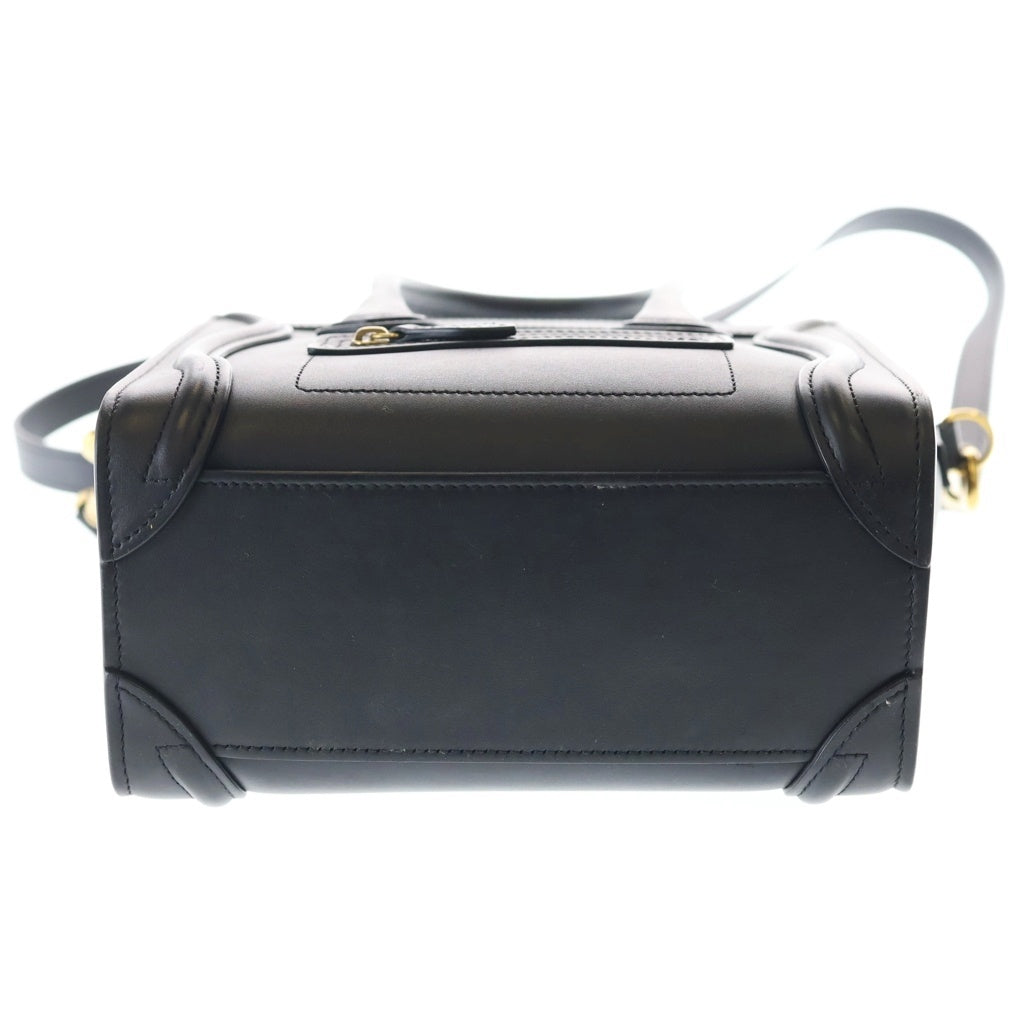 CELINE(セリーヌ) ラゲージ ナノショッパー 2WAYバッグ ショルダーバッグ ハンドバッグ ブラック レザー ゴールド金具 レディース