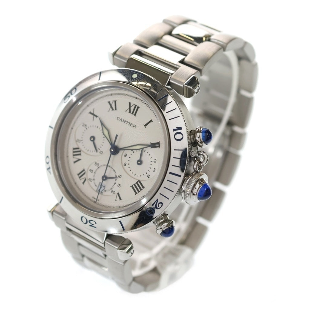 Cartier(カルティエ) パシャ38MM クロノグラフ SS/QZ ステンレス クオーツ クォーツ デイト 腕時計 W31018H3 白文字盤