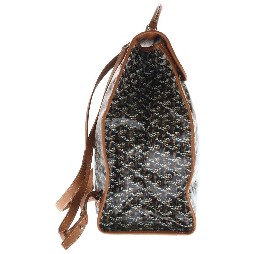 GOYARD(ゴヤール) サンレジェ ヘリンボーン リュックサック バックパック ブラウン レザー×PVC シルバー金具 レディース