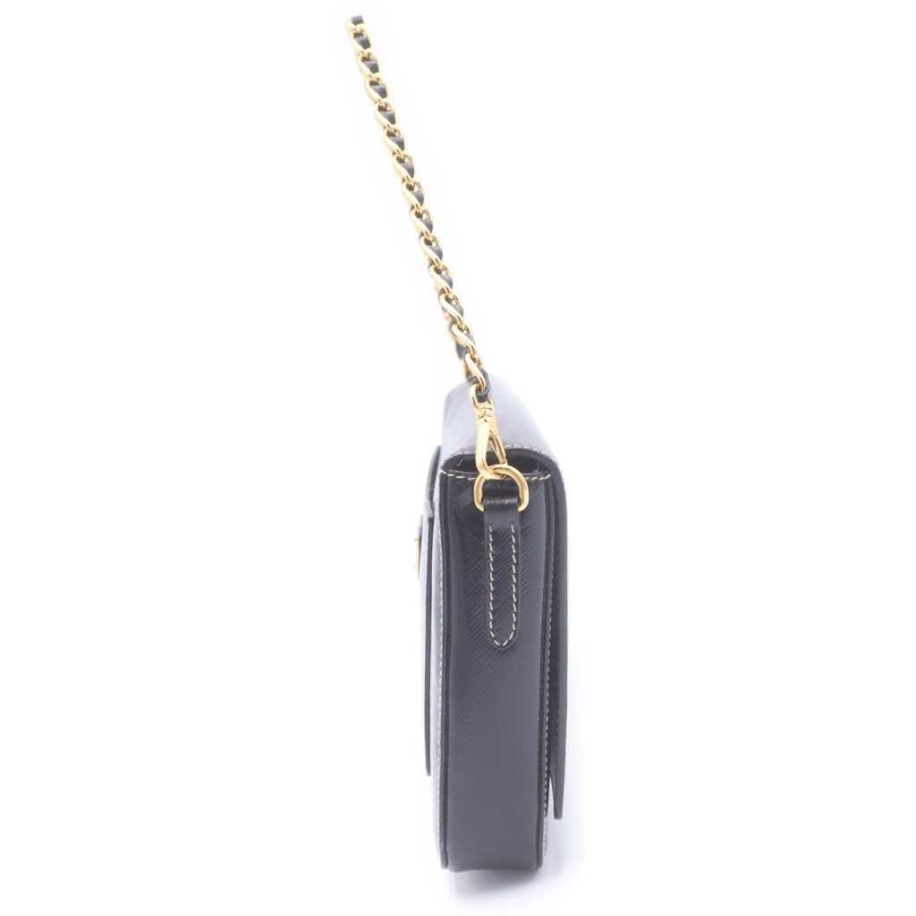 PRADA(プラダ) サフィアーノ ショルダーバッグ ブラック レザー ゴールド金具 レディース