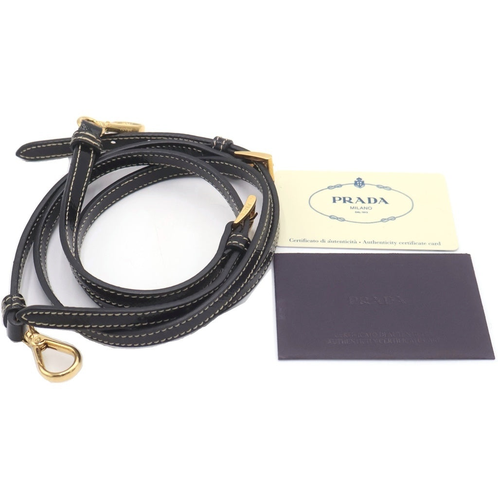 PRADA(プラダ) サフィアーノ ショルダーバッグ ブラック レザー ゴールド金具 レディース