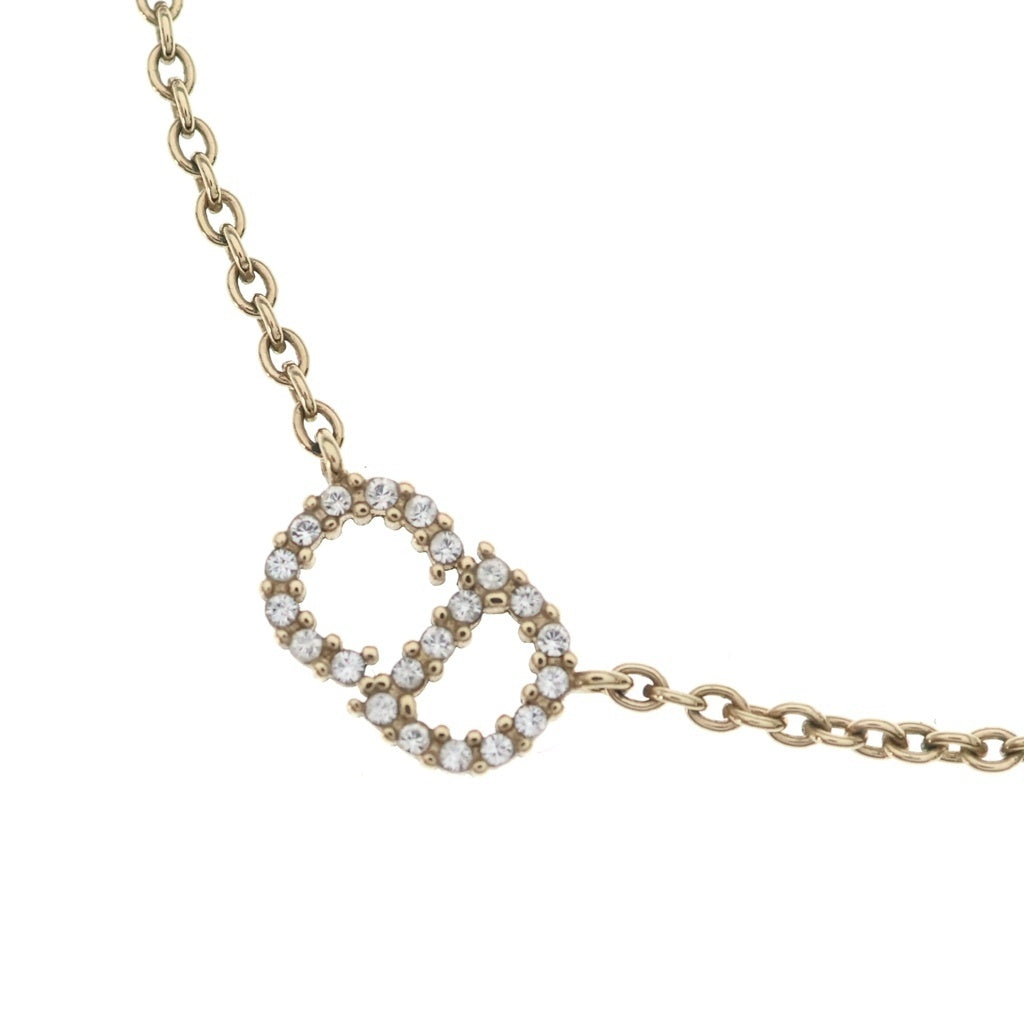 DIOR(ディオール) CDロゴ ラインストーンネックレス ペンダント チェーン ゴールド GP レディース