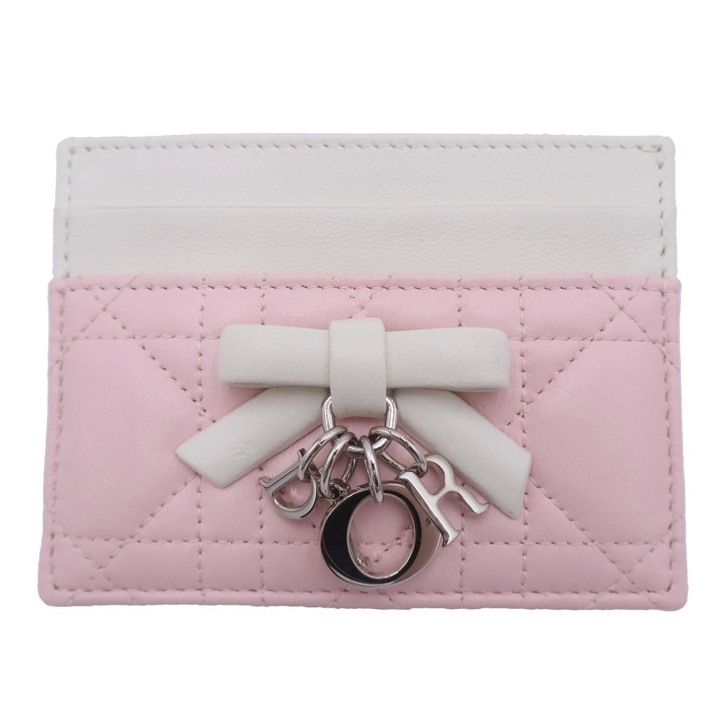 Christian Dior MONSIEUR(クリスチャンディオールムッシュ) レディーディオール カナージュ レザー カードケース ピンク/ホワイト S2604PUQC M19I レディース