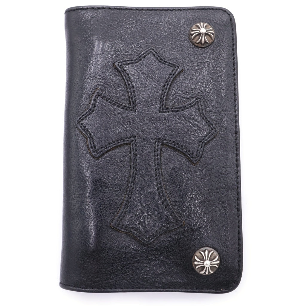 CHROME HEARTS(クロムハーツ) 1ZIP CROSS PATCH 1ジップ クロスパッチ付きクロスボタンレザーウォレット財布