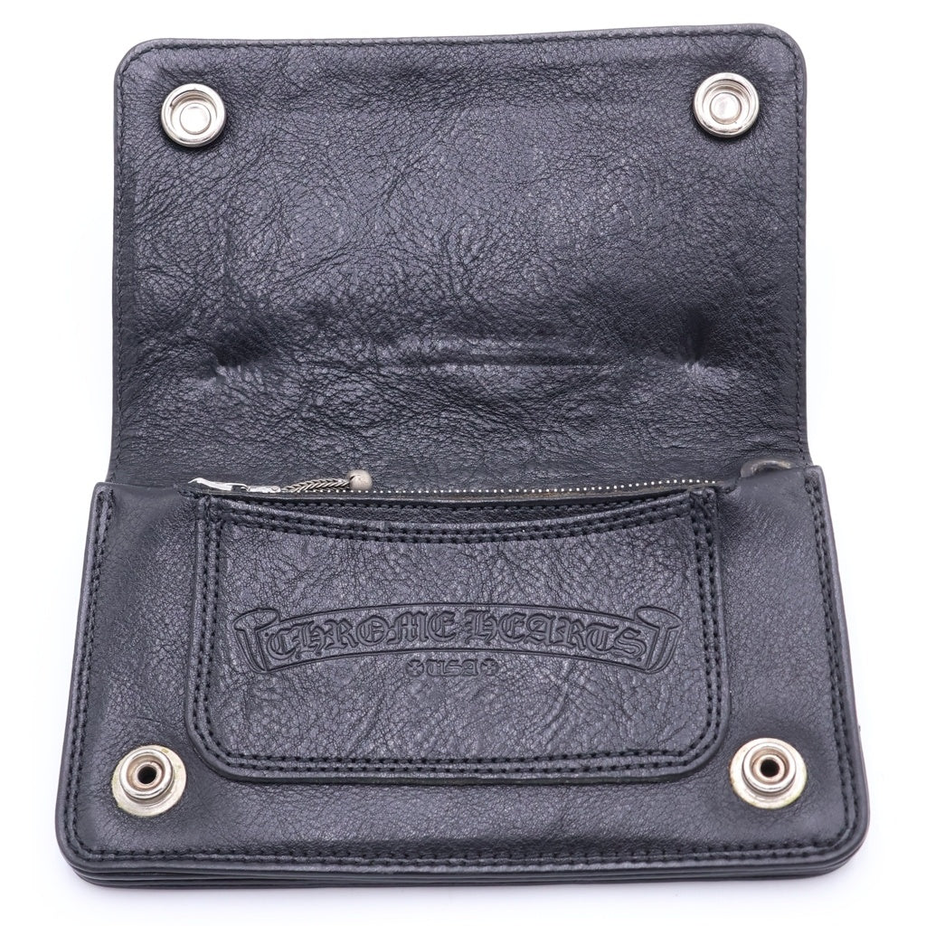 CHROME HEARTS(クロムハーツ) 1ZIP CROSS PATCH 1ジップ クロスパッチ付きクロスボタンレザーウォレット財布