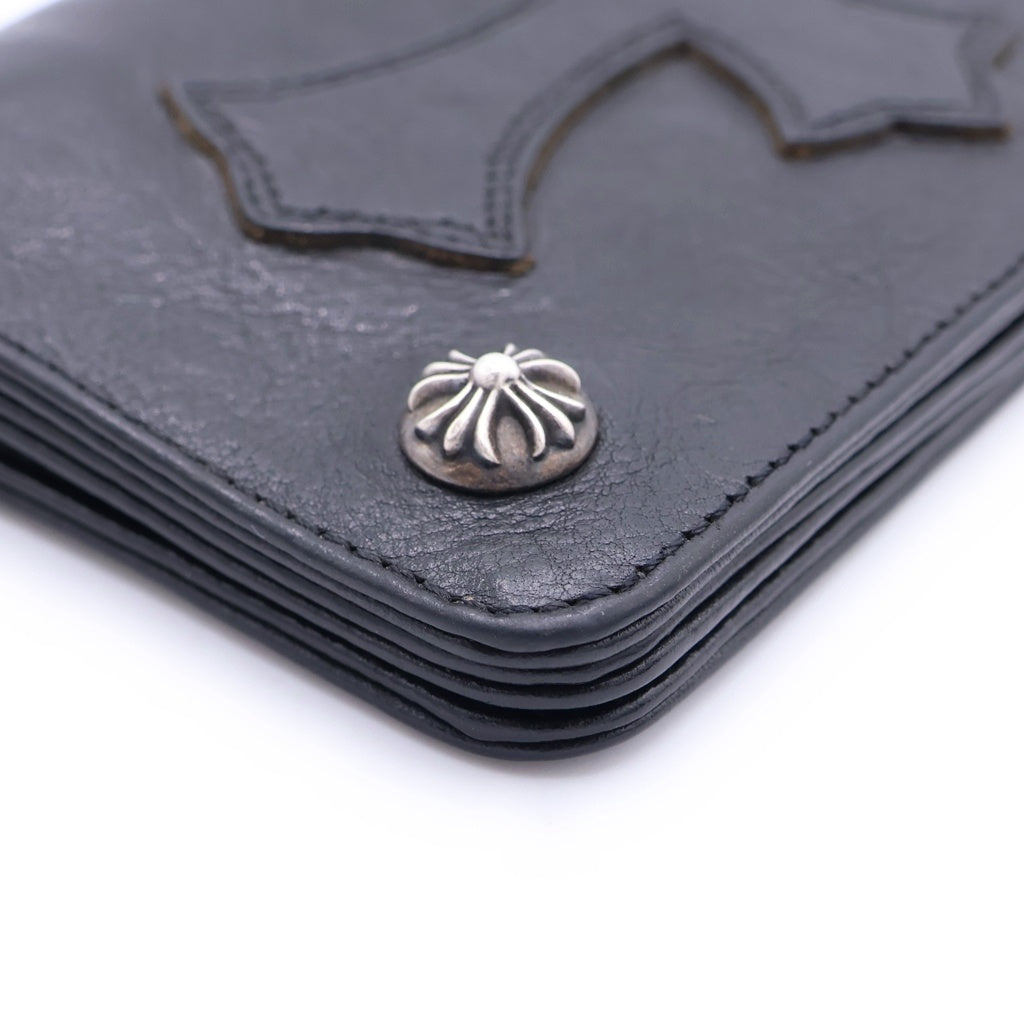 CHROME HEARTS(クロムハーツ) 1ZIP CROSS PATCH 1ジップ クロスパッチ付きクロスボタンレザーウォレット財布