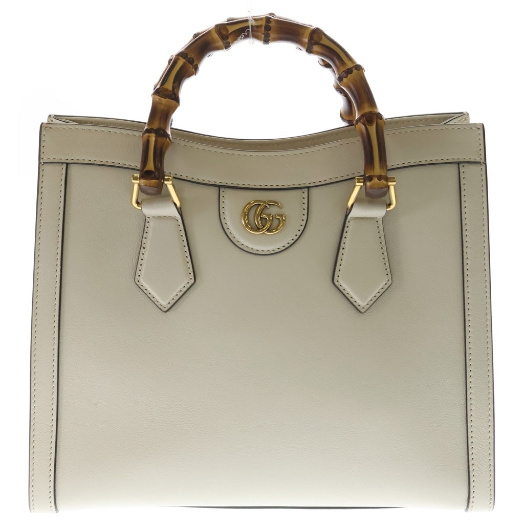 GUCCI(グッチ) ダイアナ バンブー GGマーモント レザー 2WAY ハンドバッグ ショルダーバッグ 660195 ホワイト レディース