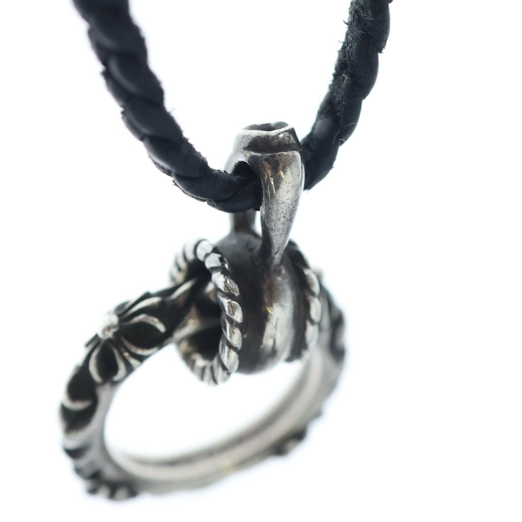 CHROME HEARTS(クロムハーツ) EWLP SBTBAND モチーフアイウェアループ Wレザーブレイド SBTバンドリング ペンダント ネックレス