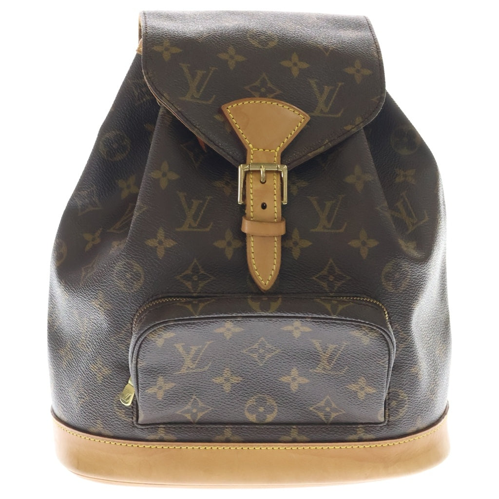 LOUIS VUITTON(ルイヴィトン) モノグラム モンスリPM リュックサック バックパック ショルダーバッグ ブラウン レザー×PVC M51137 ゴールド金具 レディース