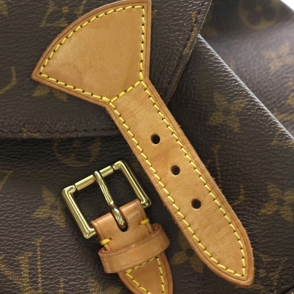 LOUIS VUITTON(ルイヴィトン) モノグラム モンスリPM リュックサック バックパック ショルダーバッグ ブラウン レザー×PVC M51137 ゴールド金具 レディース