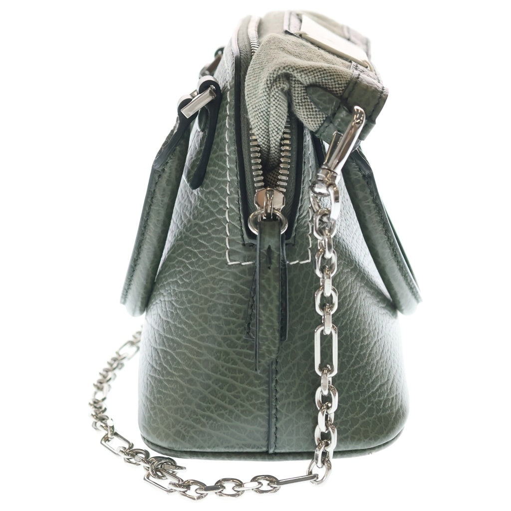 MM6 Maison Margiela(エムエムシックスメゾンマルジェラ) 5AC マイクロ 2WAYハンドバッグ ショルダーバッグ グリーン レザー シルバー金具 レディース
