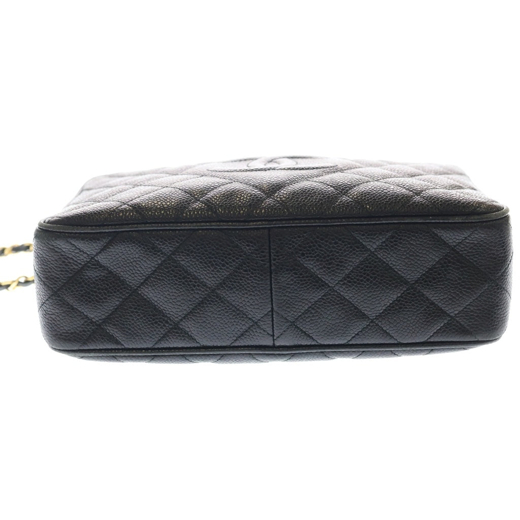 CHANEL(シャネル) マトラッセ ココマーク ココボール キャビアスキン レザー チェーンショルダーバッグ ゴールド金具 ブラック 3番台 レディース
