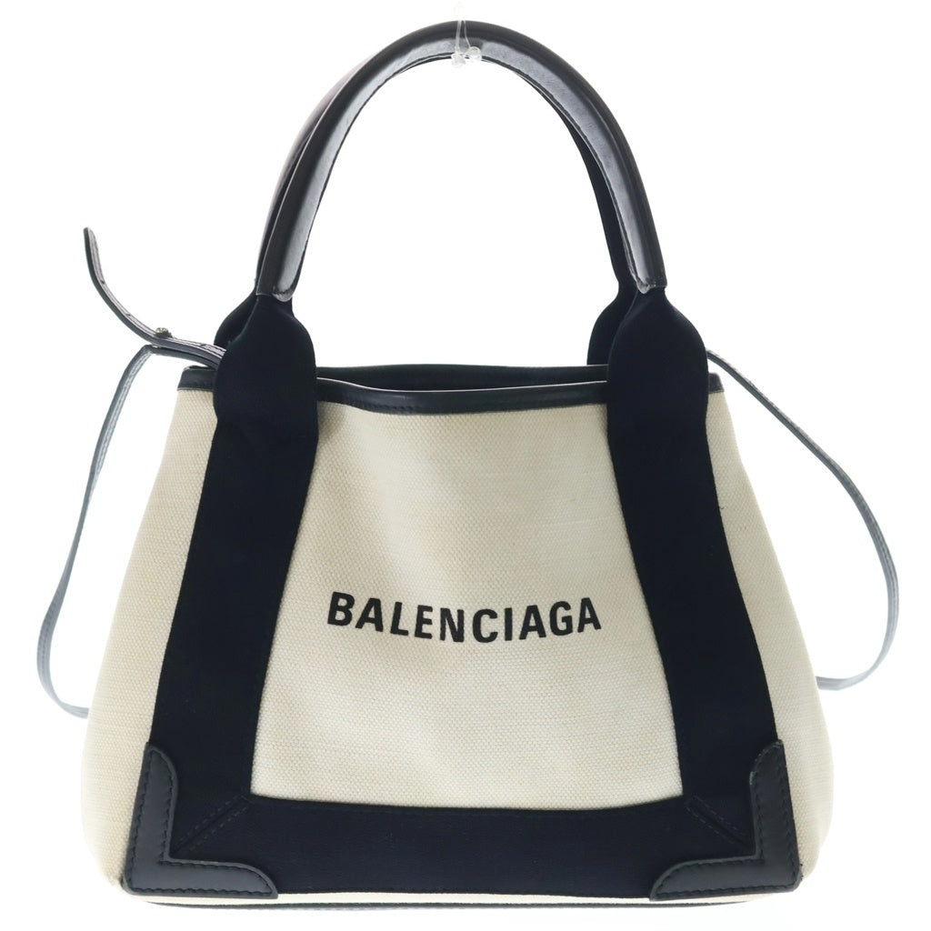 BALENCIAGA(バレンシアガ) ネイビーカバスXS ハンド ショルダーバッグ コットンキャンバス ホワイト/ブラック 390346 レディース