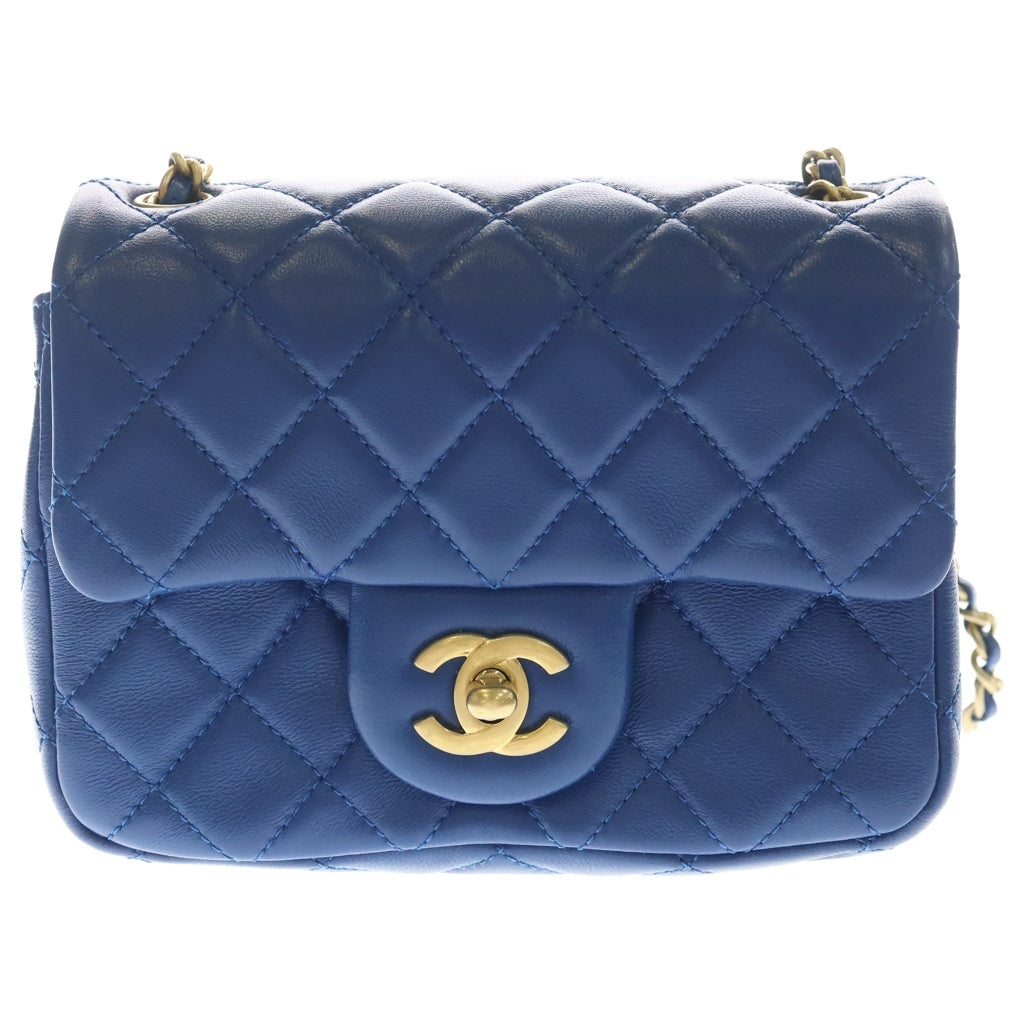 CHANEL(シャネル) ミニマトラッセ ココマーク ココボール チェーンショルダー ゴールド金具 ラムスキン ブルー AS1786 レディース