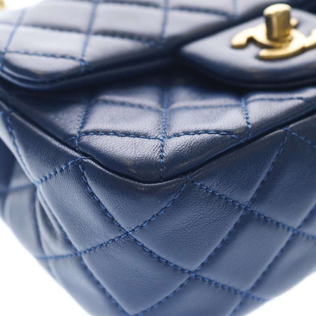CHANEL(シャネル) ミニマトラッセ ココマーク ココボール チェーンショルダー ゴールド金具 ラムスキン ブルー AS1786 レディース