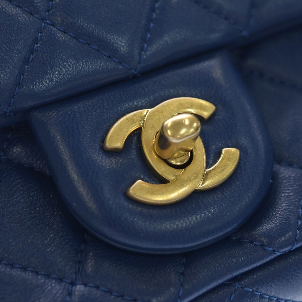 CHANEL(シャネル) ミニマトラッセ ココマーク ココボール チェーンショルダー ゴールド金具 ラムスキン ブルー AS1786 レディース