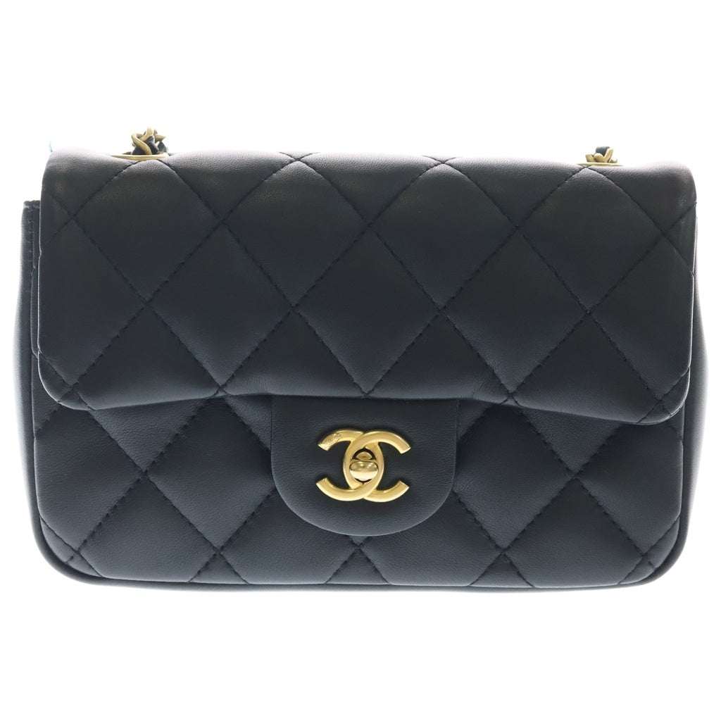 CHANEL(シャネル) ミニマトラッセ ココマーク ハートチャーム チェーンショルダー ゴールド金具 ラムスキン ブラック AS3456 レディース
