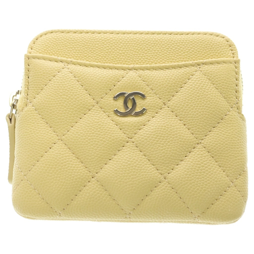 CHANEL(シャネル) マトラッセ ココマーク ジップ コインパース コインケース キャビアスキン ゴールド金具 イエロー AP2061 レディース