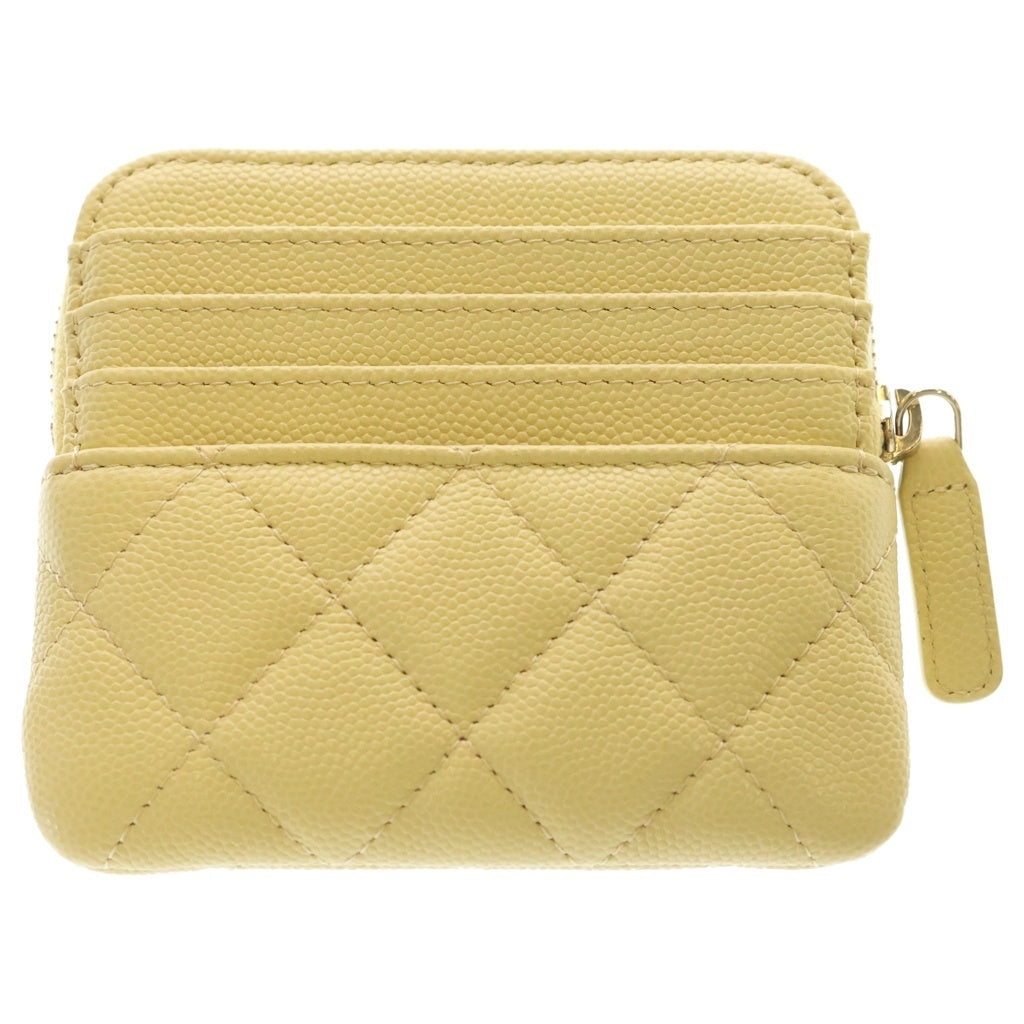CHANEL(シャネル) マトラッセ ココマーク ジップ コインパース コインケース キャビアスキン ゴールド金具 イエロー AP2061 レディース