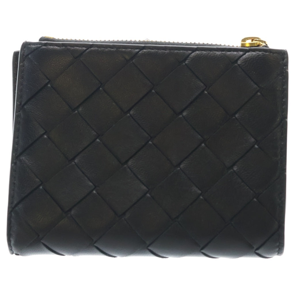 BOTTEGA VENETA(ボッテガヴェネタ) アンディアーモ 二つ折り財布 コンパクトウォレット カードケース ブラック レザー ゴールド金具 レディース