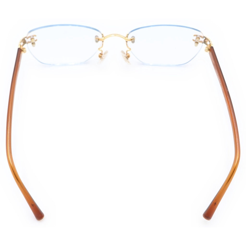 CHANEL(シャネル) リムレス メガネ 眼鏡 K18 ゴールド/ブラウン 度入り レディース