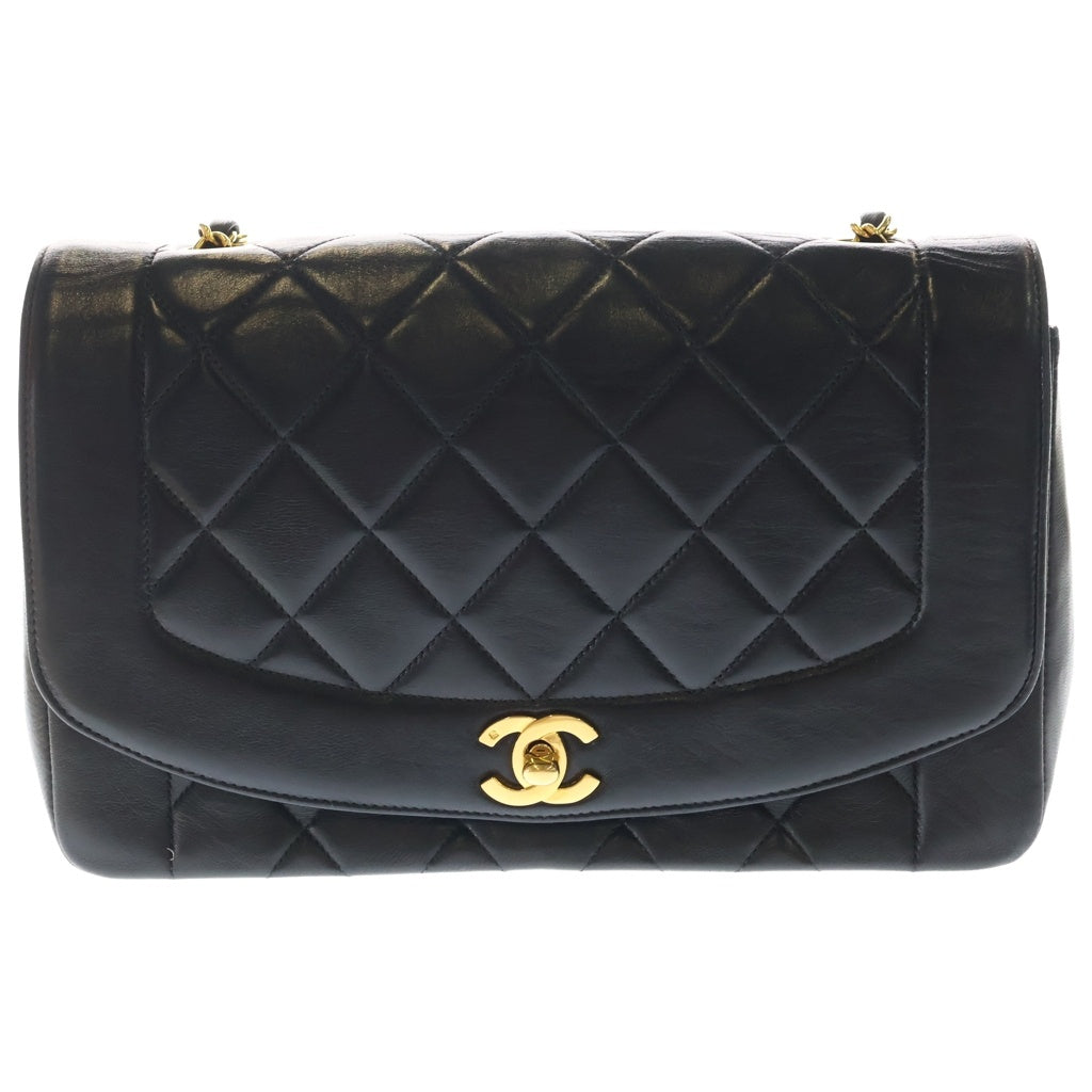 CHANEL(シャネル) ダイアナ25 チェーンショルダーバッグ ブラック ラムスキン ゴールド金具 レディース