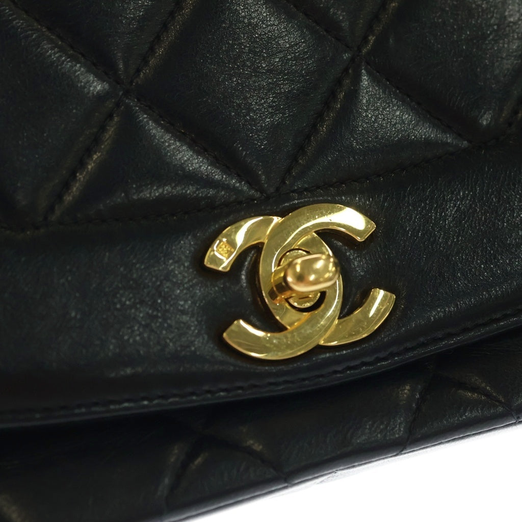 CHANEL(シャネル) ダイアナ25 チェーンショルダーバッグ ブラック ラムスキン ゴールド金具 レディース