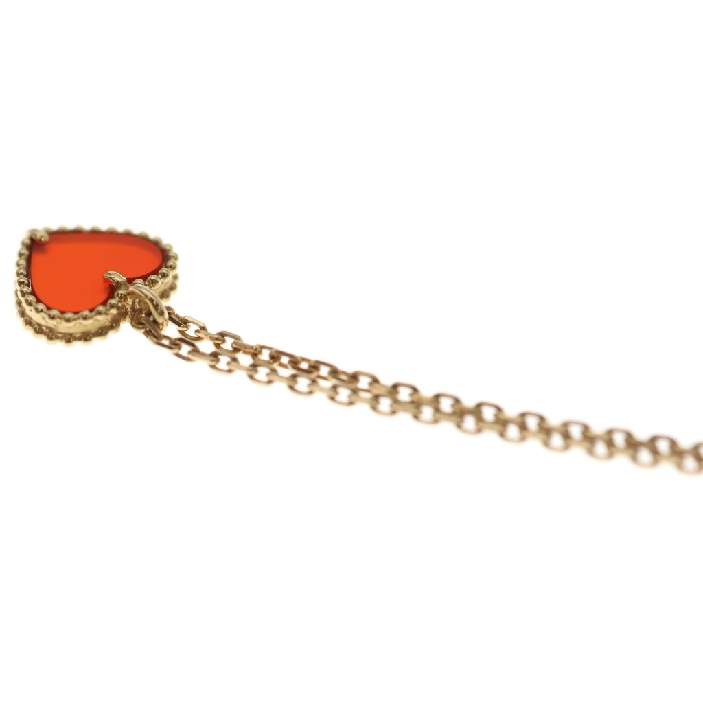 Van Cleef & Arpels(ヴァンクリーフアンドアーペル) スウィートハート カーネリアン ネックレス ペンダント チェーン ピンクゴールド×レッド Au750PG レディース