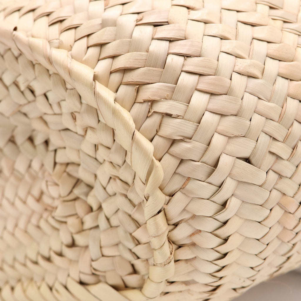LOEWE(ロエベ) カゴハンドバッグ ラージ ホワイト×ベージュ レザー×ラフィア シルバー金具 レディース